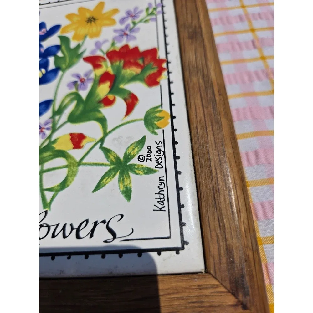 Texas Wildflowers Trivet Tile Kathryn Designs Handcrafted Kitchen Decor